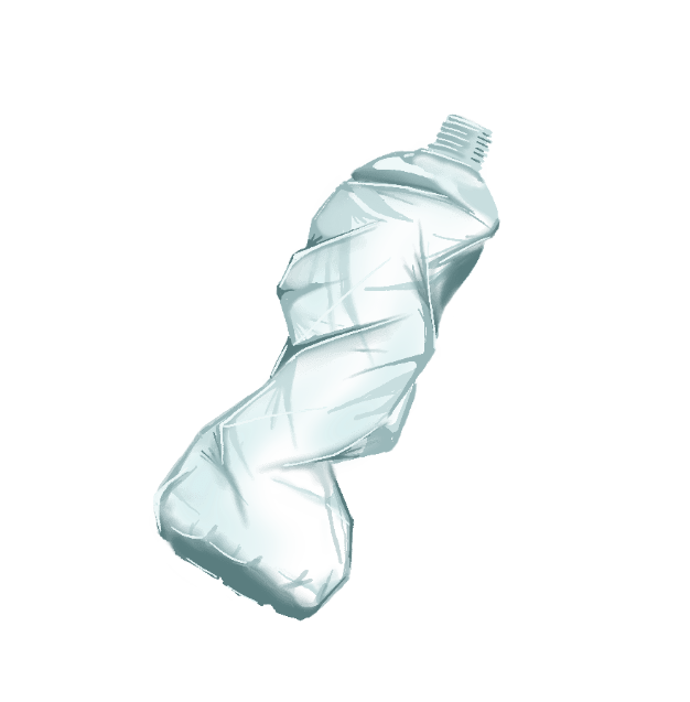 crumpled up plastic bottle