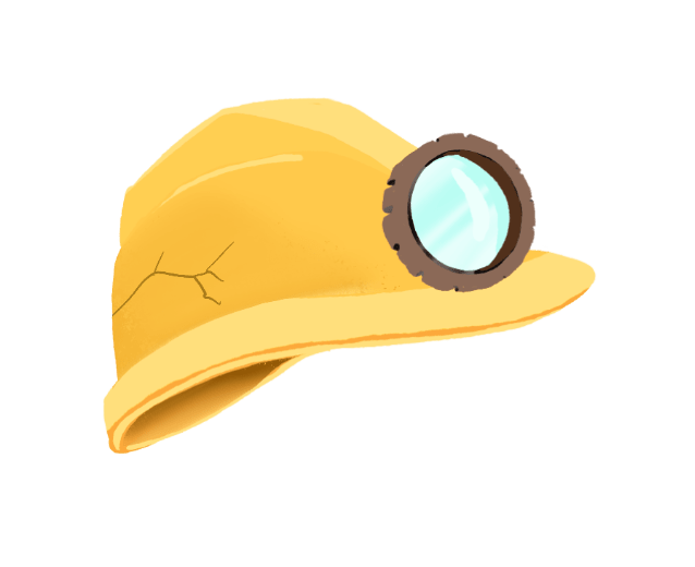 broken mining helmet